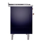 ILVE Nostalgie II 48-Inch Dual Fuel Range with 8 Sealed Burners + Griddle, 5.02 cu. ft. Oven, Midnight Blue with Copper Trim, Liquid Propane, Solid Door, UN48FQNMPMBPLP