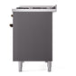 ILVE Nostalgie II 48-Inch Dual Fuel Range with 8 Sealed Burners + Griddle, 5.02 cu. ft. Oven, Graphite Matte with Burnished Trim, Natural Gas, Solid Door, UN48FQNMPMGB