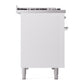 ILVE Nostalgie II 48-Inch Dual Fuel Range with 8 Sealed Burners + Griddle, 5.02 cu. ft. Oven, White with Chrome Trim, Liquid Propane, Solid Door, UN48FQNMPWHCLP