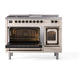 ILVE Nostalgie II 48-Inch Dual Fuel Range with 5 Sealed Burners + Griddle + French Top, 5.02 cu. ft. Oven, Antique White with Burnished Trim, Liquid Propane, Triple Glass Door, UN48FSNMPAWBLP