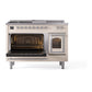 ILVE Nostalgie II 48-Inch Dual Fuel Range with 5 Sealed Burners + Griddle + French Top, 5.02 cu. ft. Oven, Antique White with Chrome Trim, Liquid Propane, Triple Glass Door, UN48FSNMPAWCLP