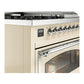ILVE Nostalgie II 48-Inch Dual Fuel Range with 5 Sealed Burners + Griddle + French Top, 5.02 cu. ft. Oven, Antique White with Chrome Trim, Natural Gas, Triple Glass Door, UN48FSNMPAWC