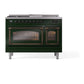 ILVE Nostalgie II 48-Inch Dual Fuel Range with 5 Sealed Burners + Griddle + French Top, 5.02 cu. ft. Oven, Emerald Green with Burnished Trim, Liquid Propane, Triple Glass Door, UN48FSNMPEGBLP