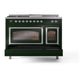 ILVE Nostalgie II 48-Inch Dual Fuel Range with 5 Sealed Burners + Griddle + French Top, 5.02 cu. ft. Oven, Emerald Green with Chrome Trim, Liquid Propane, Triple Glass Door, UN48FSNMPEGCLP