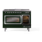 ILVE Nostalgie II 48-Inch Dual Fuel Range with 5 Sealed Burners + Griddle + French Top, 5.02 cu. ft. Oven, Emerald Green with Chrome Trim, Natural Gas, Triple Glass Door, UN48FSNMPEGC