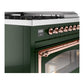ILVE Nostalgie II 48-Inch Dual Fuel Range with 5 Sealed Burners + Griddle + French Top, 5.02 cu. ft. Oven, Emerald Green with Copper Trim, Liquid Propane, Triple Glass Door, UN48FSNMPEGPLP