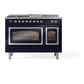 ILVE Nostalgie II 48-Inch Dual Fuel Range with 5 Sealed Burners + Griddle + French Top, 5.02 cu. ft. Oven, Midnight Blue with Chrome Trim, Liquid Propane, Triple Glass Door, UN48FSNMPMBCLP