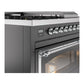 ILVE Nostalgie II 48-Inch Dual Fuel Range with 5 Sealed Burners + Griddle + French Top, 5.02 cu. ft. Oven, Graphite Matte with Chrome Trim, Liquid Propane, Triple Glass Door, UN48FSNMPMGCLP