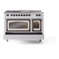 ILVE Nostalgie II 48-Inch Dual Fuel Range with 5 Sealed Burners + Griddle + French Top, 5.02 cu. ft. Oven, RAL with Burnished Trim, Liquid Propane, Triple Glass Door, UN48FSNMPRABLP