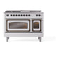 ILVE Nostalgie II 48-Inch Dual Fuel Range with 5 Sealed Burners + Griddle + French Top, 5.02 cu. ft. Oven, RAL with Burnished Trim, Natural Gas, Triple Glass Door, UN48FSNMPRAB
