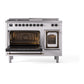 ILVE Nostalgie II 48-Inch Dual Fuel Range with 5 Sealed Burners + Griddle + French Top, 5.02 cu. ft. Oven, RAL with Burnished Trim, Natural Gas, Triple Glass Door, UN48FSNMPRAB
