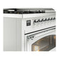 ILVE Nostalgie II 48-Inch Dual Fuel Range with 5 Sealed Burners + Griddle + French Top, 5.02 cu. ft. Oven, RAL with Chrome Trim, Natural Gas, Triple Glass Door, UN48FSNMPRAC