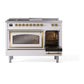 ILVE Nostalgie II 48-Inch Dual Fuel Range with 5 Sealed Burners + Griddle + French Top, 5.02 cu. ft. Oven, RAL with Brass Trim, Liquid Propane, Triple Glass Door, UN48FSNMPRAGLP