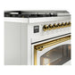 ILVE Nostalgie II 48-Inch Dual Fuel Range with 5 Sealed Burners + Griddle + French Top, 5.02 cu. ft. Oven, RAL with Brass Trim, Natural Gas, Triple Glass Door, UN48FSNMPRAG