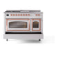 ILVE Nostalgie II 48-Inch Dual Fuel Range with 5 Sealed Burners + Griddle + French Top, 5.02 cu. ft. Oven, RAL with Copper Trim, Liquid Propane, Triple Glass Door, UN48FSNMPRAPLP