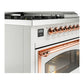 ILVE Nostalgie II 48-Inch Dual Fuel Range with 5 Sealed Burners + Griddle + French Top, 5.02 cu. ft. Oven, RAL with Copper Trim, Natural Gas, Triple Glass Door, UN48FSNMPRAP