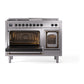 ILVE Nostalgie II 48-Inch Dual Fuel Range with 5 Sealed Burners + Griddle + French Top, 5.02 cu. ft. Oven, Stainless Steel with Burnished Trim, Natural Gas, Triple Glass Door, UN48FSNMPSSB