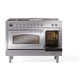 ILVE Nostalgie II 48-Inch Dual Fuel Range with 5 Sealed Burners + Griddle + French Top, 5.02 cu. ft. Oven, Stainless Steel with Chrome Trim, Liquid Propane, Triple Glass Door, UN48FSNMPSSCLP