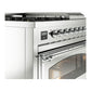 ILVE Nostalgie II 48-Inch Dual Fuel Range with 5 Sealed Burners + Griddle + French Top, 5.02 cu. ft. Oven, Stainless Steel with Chrome Trim, Natural Gas, Triple Glass Door, UN48FSNMPSSC