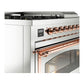 ILVE Nostalgie II 48-Inch Dual Fuel Range with 5 Sealed Burners + Griddle + French Top, 5.02 cu. ft. Oven, Stainless Steel with Copper Trim, Liquid Propane, Triple Glass Door, UN48FSNMPSSPLP