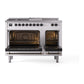 ILVE Nostalgie II 48-Inch Dual Fuel Range with 5 Sealed Burners + Griddle + French Top, 5.02 cu. ft. Oven, White with Burnished Trim, Natural Gas, Triple Glass Door, UN48FSNMPWHB