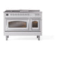 ILVE Nostalgie II 48-Inch Dual Fuel Range with 5 Sealed Burners + Griddle + French Top, 5.02 cu. ft. Oven, White with Chrome Trim, Liquid Propane, Triple Glass Door, UN48FSNMPWHCLP