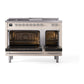 ILVE Nostalgie II 48-Inch Dual Fuel Range with 5 Sealed Burners + Griddle + French Top, 5.02 cu. ft. Oven, Antique White with Chrome Trim, Natural Gas, Solid Door, UN48FSQNMPAWC