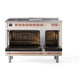 ILVE Nostalgie II 48-Inch Dual Fuel Range with 5 Sealed Burners + Griddle + French Top, 5.02 cu. ft. Oven, Antique White with Copper Trim, Natural Gas, Solid Door, UN48FSQNMPAWP