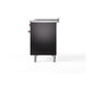 ILVE Nostalgie II 48-Inch Dual Fuel Range with 5 Sealed Burners + Griddle + French Top, 5.02 cu. ft. Oven, Glossy Black with Copper Trim, Natural Gas, Solid Door, UN48FSQNMPBKP