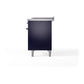 ILVE Nostalgie II 48-Inch Dual Fuel Range with 5 Sealed Burners + Griddle + French Top, 5.02 cu. ft. Oven, Midnight Blue with Chrome Trim, Liquid Propane, Solid Door, UN48FSQNMPMBCLP