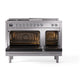 ILVE Nostalgie II 48-Inch Dual Fuel Range with 5 Sealed Burners + Griddle + French Top, 5.02 cu. ft. Oven, Stainless Steel with Chrome Trim, Natural Gas, Solid Door, UN48FSQNMPSSC