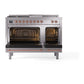 ILVE Nostalgie II 48-Inch Dual Fuel Range with 5 Sealed Burners + Griddle + French Top, 5.02 cu. ft. Oven, Stainless Steel with Copper Trim, Liquid Propane, Solid Door, UN48FSQNMPSSPLP