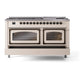 ILVE Nostalgie II 60-Inch Dual Fuel Range with 9 Sealed Burners + Griddle, 5.8 cu. ft. Oven, Antique White with Burnished Trim, Natural Gas, Triple Glass Door, UN60FNMPAWB