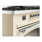 ILVE Nostalgie II 60-Inch Dual Fuel Range with 9 Sealed Burners + Griddle, 5.8 cu. ft. Oven, Antique White with Chrome Trim, Natural Gas, Triple Glass Door, UN60FNMPAWC