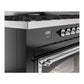 ILVE Nostalgie II 60-Inch Dual Fuel Range with 9 Sealed Burners + Griddle, 5.8 cu. ft. Oven, Glossy Black with Chrome Trim, Natural Gas, Triple Glass Door, UN60FNMPBKC