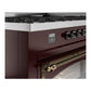 ILVE Nostalgie II 60-Inch Dual Fuel Range with 9 Sealed Burners + Griddle, 5.8 cu. ft. Oven, Burgundy with Burnished Trim, Liquid Propane, Triple Glass Door, UN60FNMPBUBLP