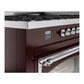 ILVE Nostalgie II 60-Inch Dual Fuel Range with 9 Sealed Burners + Griddle, 5.8 cu. ft. Oven, Burgundy with Chrome Trim, Liquid Propane, Triple Glass Door, UN60FNMPBUCLP
