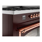 ILVE Nostalgie II 60-Inch Dual Fuel Range with 9 Sealed Burners + Griddle, 5.8 cu. ft. Oven, Burgundy with Copper Trim, Liquid Propane, Triple Glass Door, UN60FNMPBUPLP