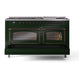 ILVE Nostalgie II 60-Inch Dual Fuel Range with 9 Sealed Burners + Griddle, 5.8 cu. ft. Oven, Emerald Green with Burnished Trim, Liquid Propane, Triple Glass Door, UN60FNMPEGBLP