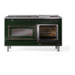 ILVE Nostalgie II 60-Inch Dual Fuel Range with 9 Sealed Burners + Griddle, 5.8 cu. ft. Oven, Emerald Green with Burnished Trim, Natural Gas, Triple Glass Door, UN60FNMPEGB