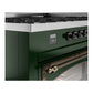 ILVE Nostalgie II 60-Inch Dual Fuel Range with 9 Sealed Burners + Griddle, 5.8 cu. ft. Oven, Emerald Green with Burnished Trim, Natural Gas, Triple Glass Door, UN60FNMPEGB