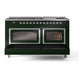 ILVE Nostalgie II 60-Inch Dual Fuel Range with 9 Sealed Burners + Griddle, 5.8 cu. ft. Oven, Emerald Green with Chrome Trim, Liquid Propane, Triple Glass Door, UN60FNMPEGCLP