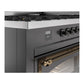 ILVE Nostalgie II 60-Inch Dual Fuel Range with 9 Sealed Burners + Griddle, 5.8 cu. ft. Oven, Graphite Matte with Burnished Trim, Natural Gas, Triple Glass Door, UN60FNMPMGB