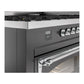 ILVE Nostalgie II 60-Inch Dual Fuel Range with 9 Sealed Burners + Griddle, 5.8 cu. ft. Oven, Graphite Matte with Chrome Trim, Natural Gas, Triple Glass Door, UN60FNMPMGC