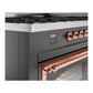 ILVE Nostalgie II 60-Inch Dual Fuel Range with 9 Sealed Burners + Griddle, 5.8 cu. ft. Oven, Graphite Matte with Copper Trim, Liquid Propane, Triple Glass Door, UN60FNMPMGPLP