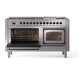 ILVE Nostalgie II 60-Inch Dual Fuel Range with 9 Sealed Burners + Griddle, 5.8 cu. ft. Oven, Stainless Steel with Burnished Trim, Liquid Propane, Triple Glass Door, UN60FNMPSSBLP
