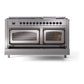 ILVE Nostalgie II 60-Inch Dual Fuel Range with 9 Sealed Burners + Griddle, 5.8 cu. ft. Oven, Stainless Steel with Burnished Trim, Liquid Propane, Triple Glass Door, UN60FNMPSSBLP