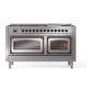 ILVE Nostalgie II 60-Inch Dual Fuel Range with 9 Sealed Burners + Griddle, 5.8 cu. ft. Oven, Stainless Steel with Burnished Trim, Natural Gas, Triple Glass Door, UN60FNMPSSB