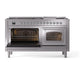 ILVE Nostalgie II 60-Inch Dual Fuel Range with 9 Sealed Burners + Griddle, 5.8 cu. ft. Oven, Stainless Steel with Chrome Trim, Liquid Propane, Triple Glass Door, UN60FNMPSSCLP