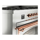 ILVE Nostalgie II 60-Inch Dual Fuel Range with 9 Sealed Burners + Griddle, 5.8 cu. ft. Oven, Stainless Steel with Copper Trim, Liquid Propane, Triple Glass Door, UN60FNMPSSPLP